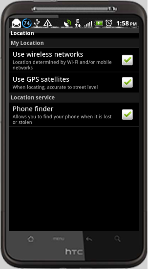 Android Base Mobile - Location Settings 
